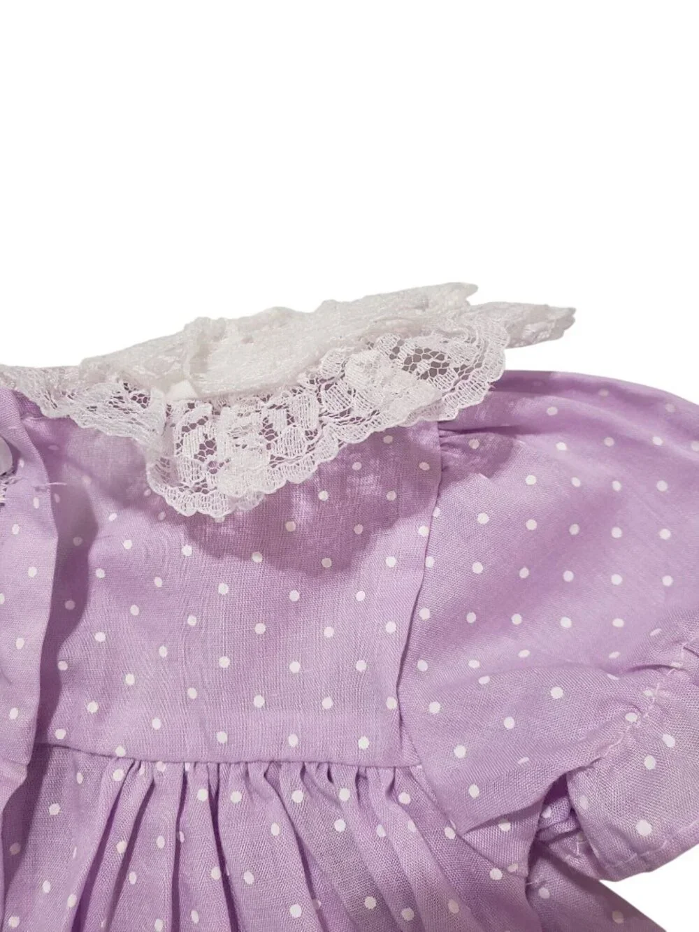 Vintage Jo Lene Purple Polka Dot Lace Tiered Circle Dress Party Frilly NB 0-6 M